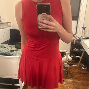 Motel Rocks Red Open Back Drop Waist Dress